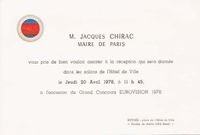 Uitnodiging receptie Jacques Chirac